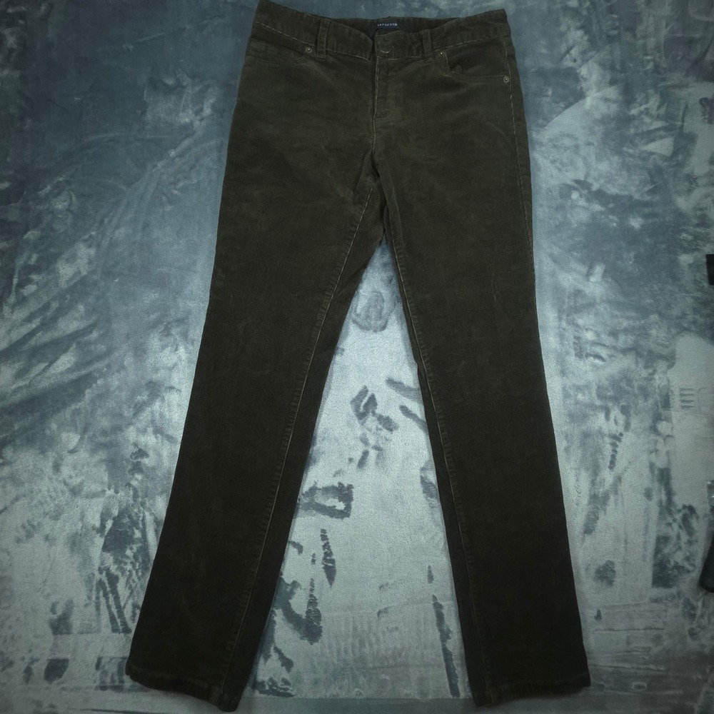 Lands End Fit 1 Corduroy Pants Womens 6 deep Olive Green Straight Leg Mid Rise